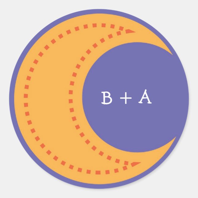 Sticker Rond Sceau d'enveloppe de la lune de cartons jaune mign (Devant)