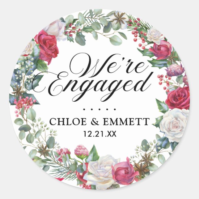 Sticker Rond Sceau d'enveloppe de la partie Holly Berry Engagem (Devant)