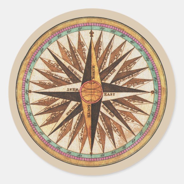 Sticker Rond Sceau d'enveloppe de l'enveloppe de la boussole ma (Devant)