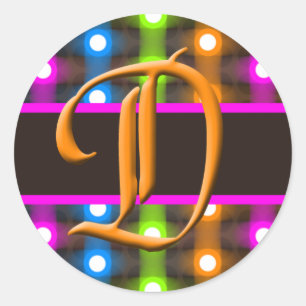 Sticker Rond Sceau d'enveloppe de lettre monogramme D