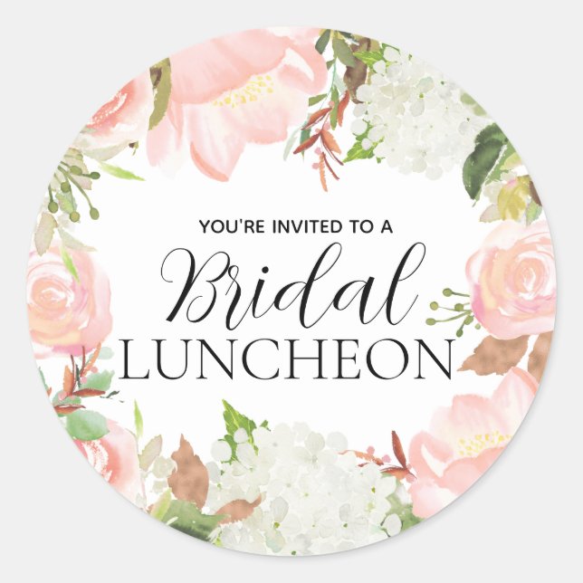 Sticker Rond Sceau d'enveloppe de lunch de mariage floral rose (Devant)