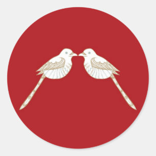 Sticker Rond Sceau d'enveloppe de Mariage de Crimson/Creme Insé
