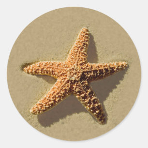 Sticker Rond Sceau d'enveloppe de mariage de Starfish Tropical
