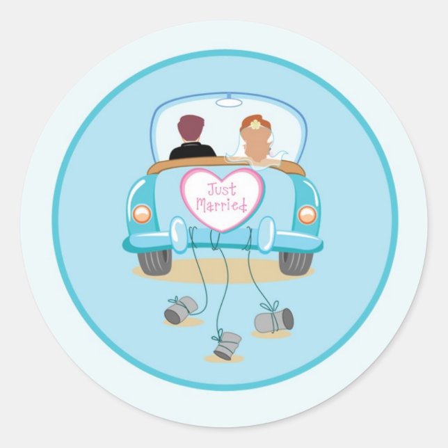 Sticker Rond Sceau d'enveloppe de Mariage de voiture classique  (Devant)