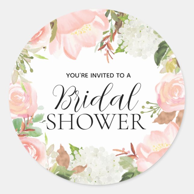 Sticker Rond Sceau d'enveloppe de mariage floral rose (Devant)