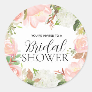 Sticker Rond Sceau d'enveloppe de mariage floral rose