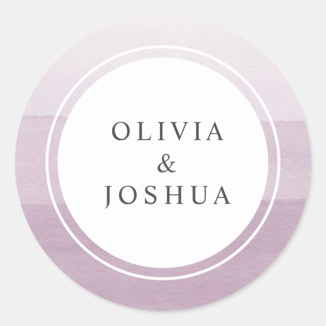 Sticker Rond Sceau d'enveloppe de mariage ombré violet (Devant)