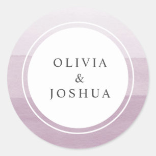 Sticker Rond Sceau d'enveloppe de mariage ombré violet