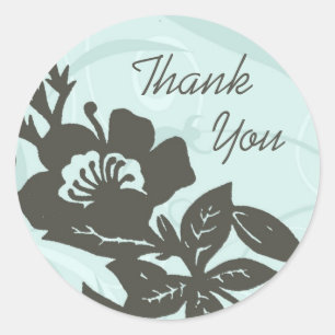 Sticker Rond Sceau d'enveloppe de Merci floral bleu