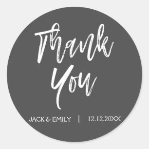 Sticker Rond Sceau d'enveloppe de Merci gris charbon