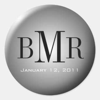 Sticker Rond Sceau d'enveloppe de monogramme :: Argent