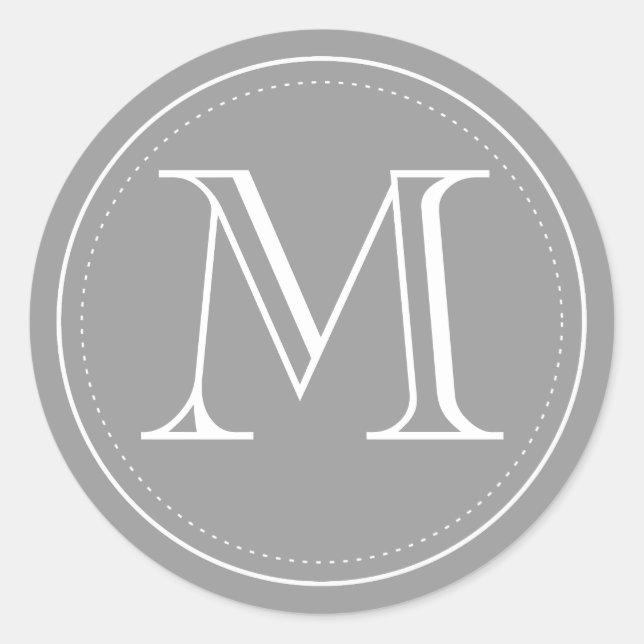 Sticker Rond Sceau d'enveloppe de monogramme de charbon de bois (Devant)
