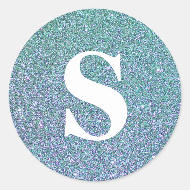 Sticker Rond Sceau d'enveloppe de monogramme de Parties scintil (Devant)