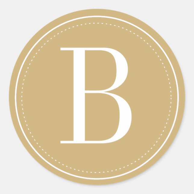 Sticker Rond Sceau d'enveloppe de monogramme d'or (Devant)