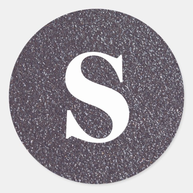 Sticker Rond Sceau d'enveloppe de monogramme noir Parties scint (Devant)
