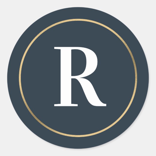 Sticker Rond Sceau d'enveloppe de monogramme Simply Chic de cou (Devant)