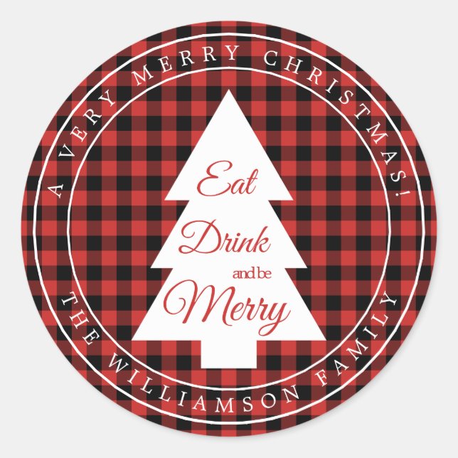 Sticker Rond Sceau d'enveloppe de Motif Noir Noir Noir Noël (Devant)