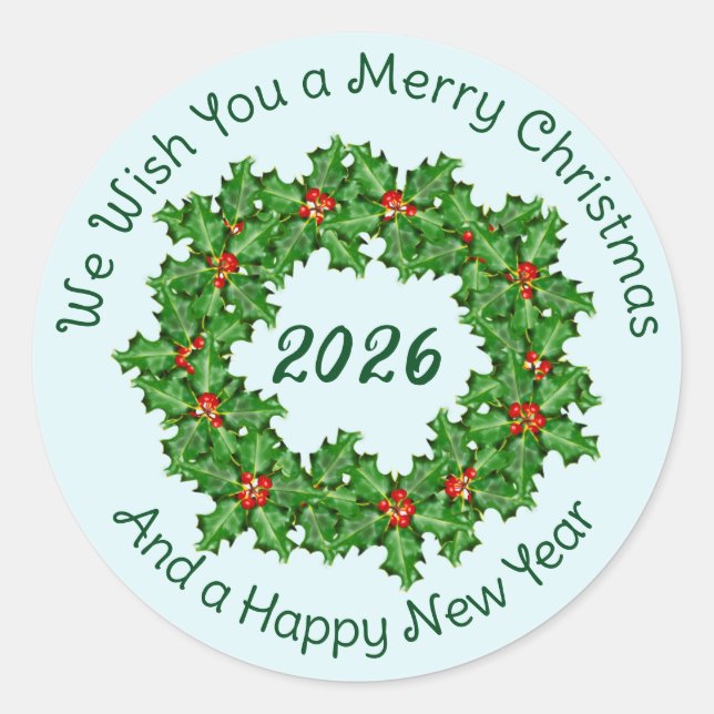 Sticker Rond Sceau d'enveloppe de Noël Texte Courbé Blanc (Devant)