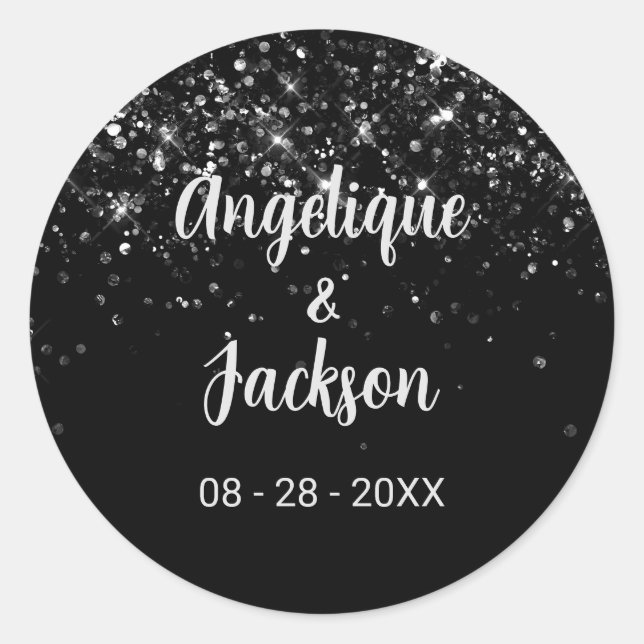 Sticker Rond Sceau d'enveloppe de Parties scintillant noire (Devant)