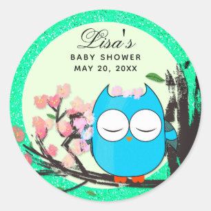 Sticker Rond Sceau d'enveloppe de Parties scintillant Turquoise