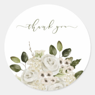 Sticker Rond Sceau d'enveloppe de rose blanche