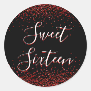 Sticker Rond Sceau d'enveloppe de Sweet sixteen de Parties scin