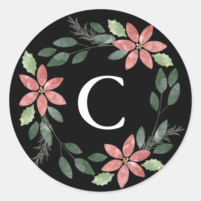 Sticker Rond Sceau d'enveloppe de vacances florales (Devant)