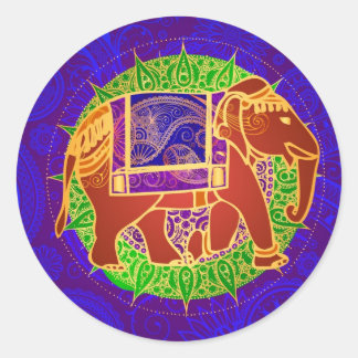 Sticker Rond Sceau d'enveloppe d'éléphants indiens