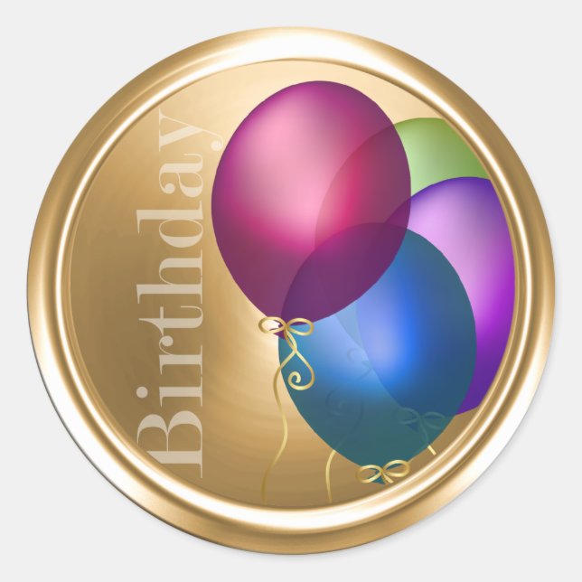 Sticker Rond Sceau d'enveloppe des ballons d'anniversaire (Devant)