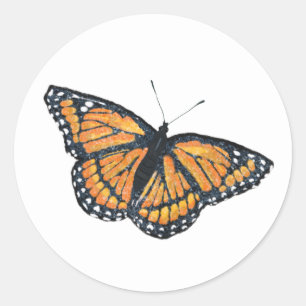 Sticker Rond Sceau d'enveloppe d'or Monarque papillon