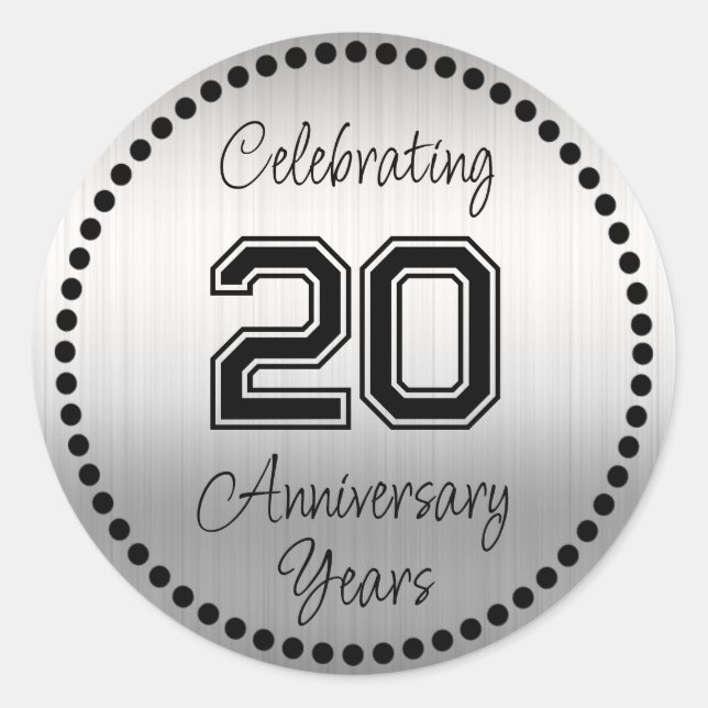 Sticker Rond Sceau d'enveloppe du 20e anniversaire (Devant)