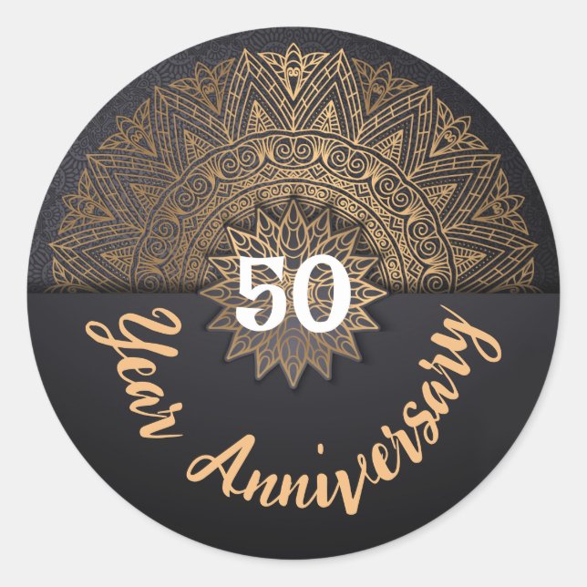 Sticker Rond Sceau d'enveloppe du 50e anniversaire (Devant)