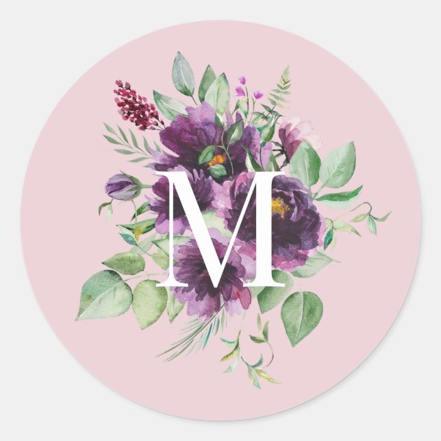 Sticker Rond Sceau d'enveloppe élégant floral (Devant)