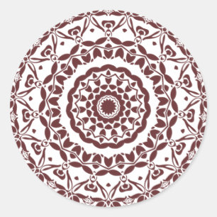 Sticker Rond Sceau d'enveloppe élégant Mandala Henna Bourgogne