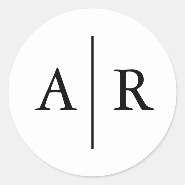 Sticker Rond Sceau d'enveloppe élégant noir et blanc, Mariage (Devant)