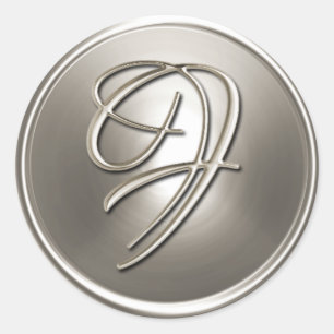 Sticker Rond Sceau d'enveloppe en argent Monogramme F