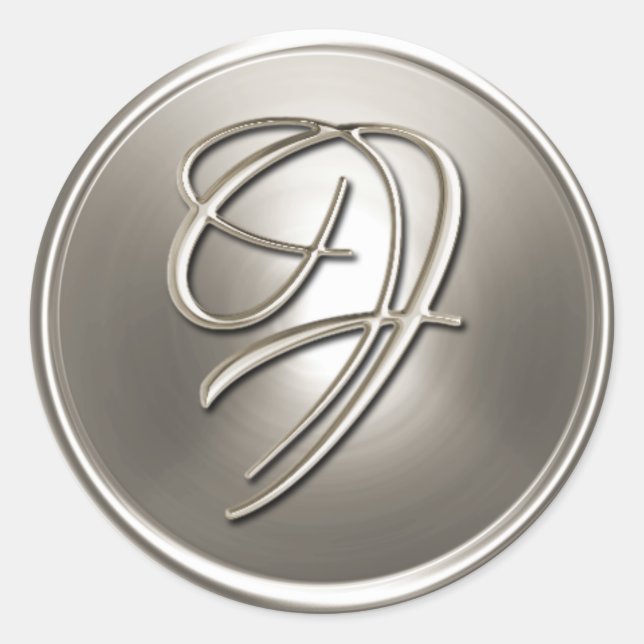 Sticker Rond Sceau d'enveloppe en argent Monogramme F (Devant)
