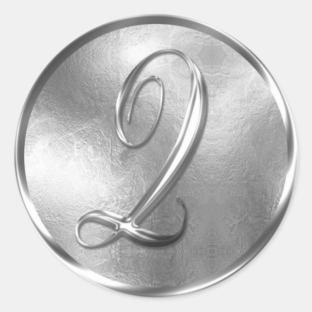 Sticker Rond Sceau d'enveloppe en argent monogramme Q NONMETALL (Devant)