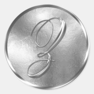 Sticker Rond Sceau d'enveloppe en argent monogramme Z non MÉTAL