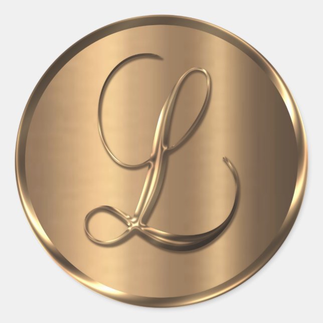 Sticker Rond Sceau d'enveloppe en bronze de monogramme L NONMET (Devant)