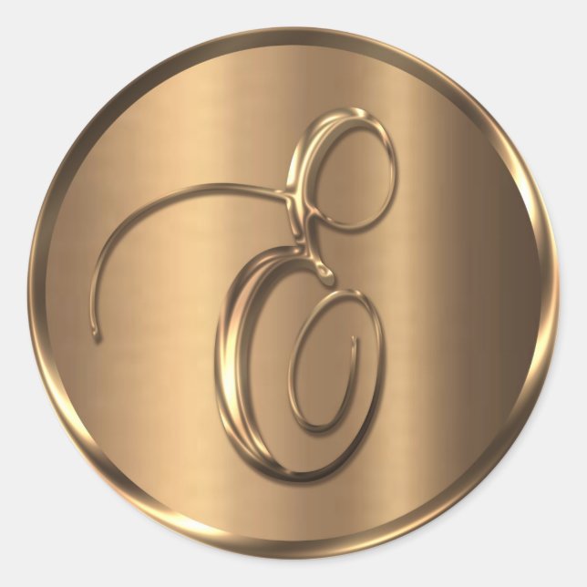 Sticker Rond Sceau d'enveloppe en bronze monogramme E non MÉTAL (Devant)