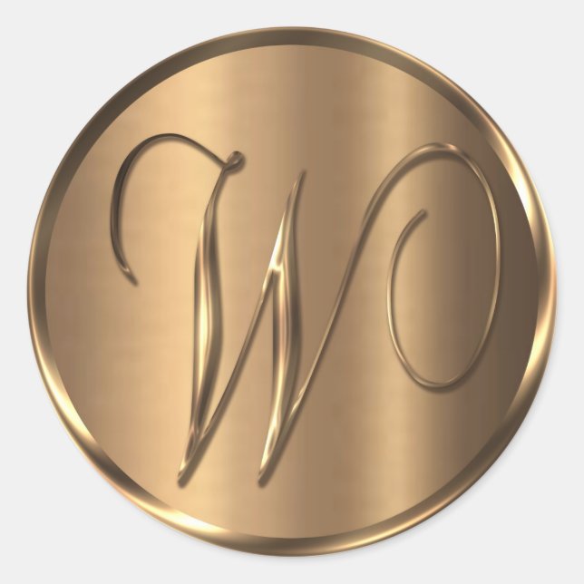 Sticker Rond Sceau d'enveloppe en bronze monogramme W non METAL (Devant)