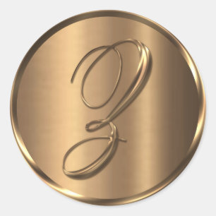 Sticker Rond Sceau d'enveloppe en bronze monogramme Z non METAL