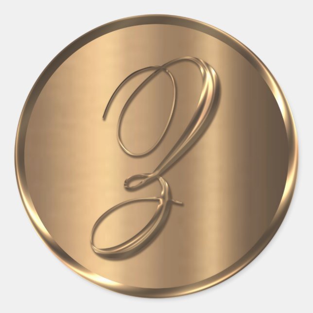 Sticker Rond Sceau d'enveloppe en bronze monogramme Z non METAL (Devant)