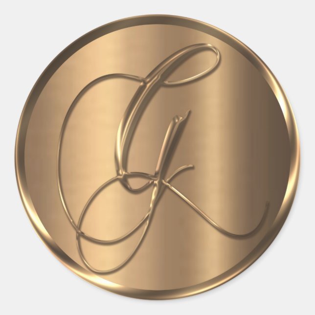 Sticker Rond Sceau d'enveloppe en bronze non METALLIQUE Monogra (Devant)