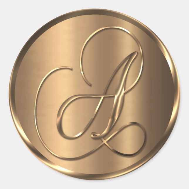 Sticker Rond Sceau d'enveloppe en bronze non MÉTALLIQUE Monogra (Devant)