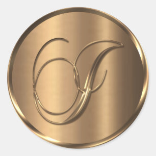 Sticker Rond Sceau d'enveloppe en bronze non METALLIQUE Monogra