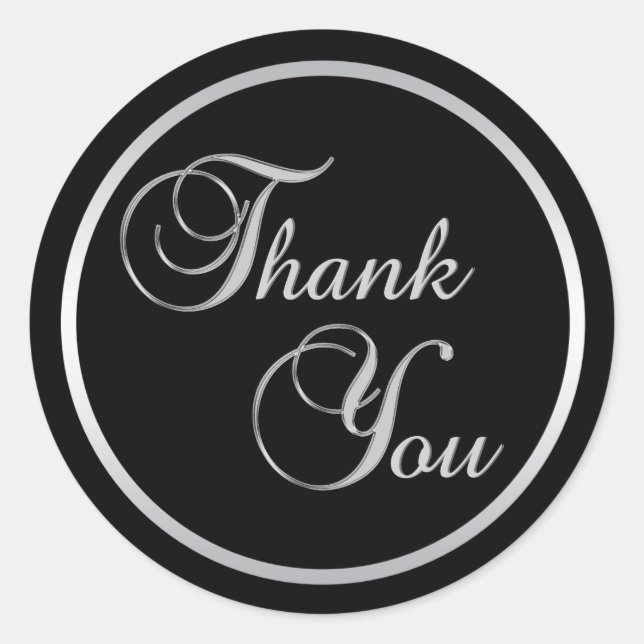 Sticker Rond Sceau d'enveloppe en Merci noir (Devant)