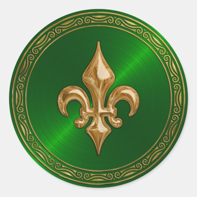 Sticker Rond Sceau d'enveloppe Fleur de Lis et Fleur de Lis Ver (Devant)