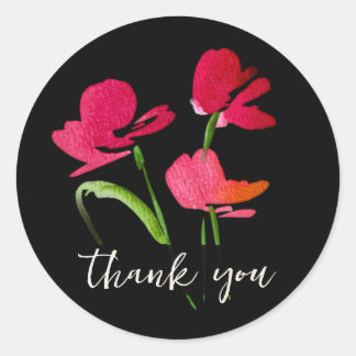 Sticker Rond Sceau d'enveloppe floral aquarelle rouge élégant
